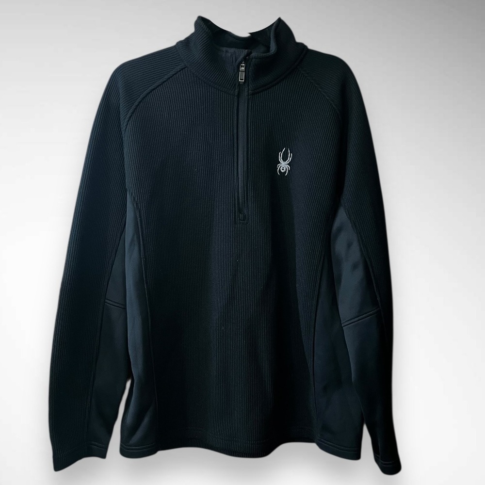 SPYDER Black Outbound Half-Zip Mid-Weight Core Sweater W/ Logo XL | EUC